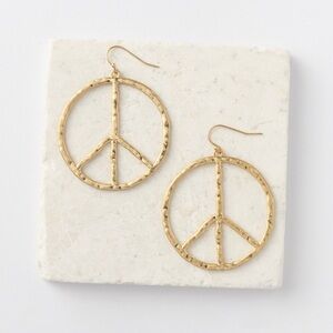 NEW Gold Peace Sign Earrings
